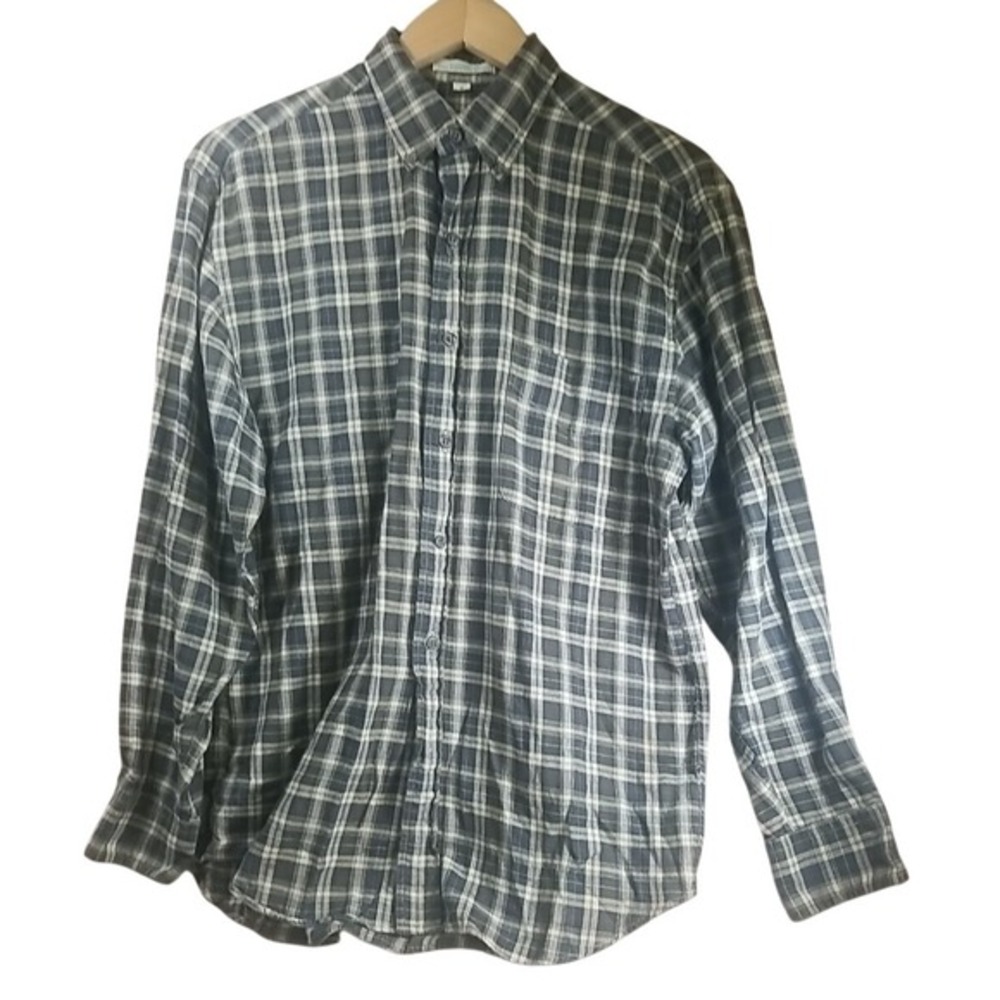 IZOD Flannel Shirt Mens‎ S BLACK AND YELLOW Check Button Up Outdoor Plaid